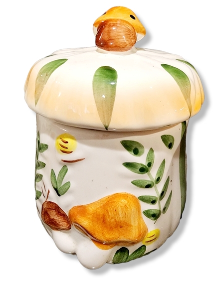 Set of 5 whimsical mushroom butterfly ceramic canisters - Picture 9 of 16